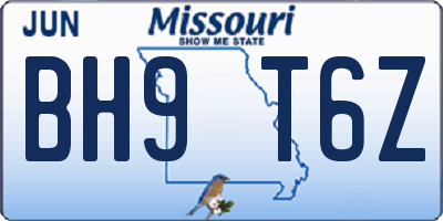 MO license plate BH9T6Z