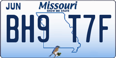MO license plate BH9T7F