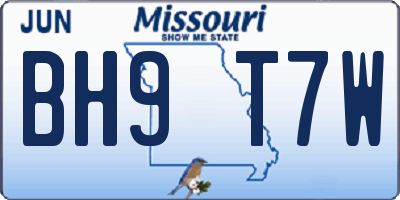 MO license plate BH9T7W