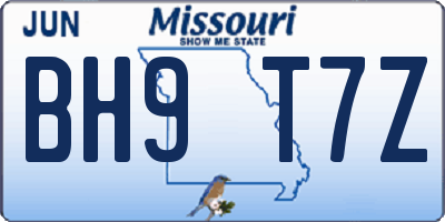 MO license plate BH9T7Z