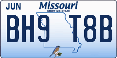 MO license plate BH9T8B