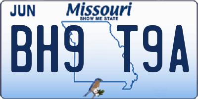 MO license plate BH9T9A