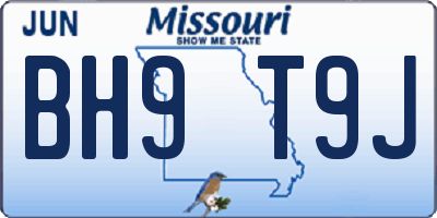 MO license plate BH9T9J