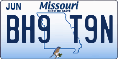 MO license plate BH9T9N
