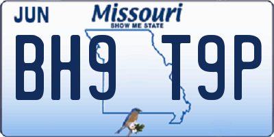 MO license plate BH9T9P