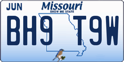 MO license plate BH9T9W