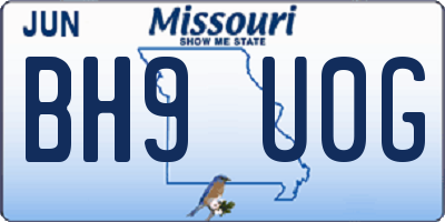 MO license plate BH9U0G
