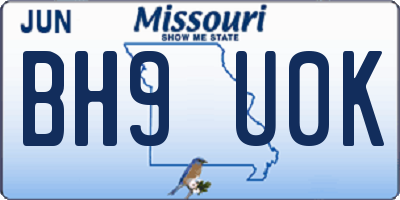 MO license plate BH9U0K