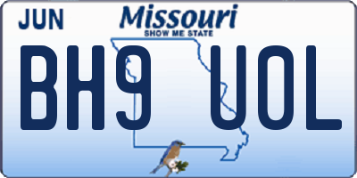 MO license plate BH9U0L