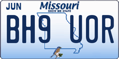 MO license plate BH9U0R