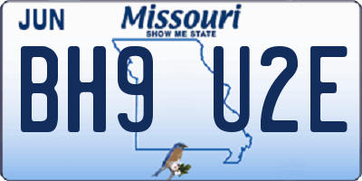 MO license plate BH9U2E
