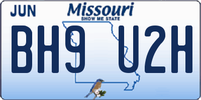 MO license plate BH9U2H
