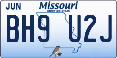 MO license plate BH9U2J