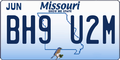 MO license plate BH9U2M