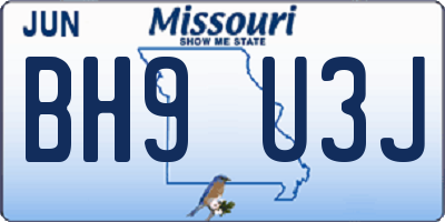 MO license plate BH9U3J