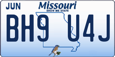 MO license plate BH9U4J