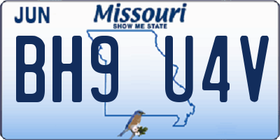 MO license plate BH9U4V