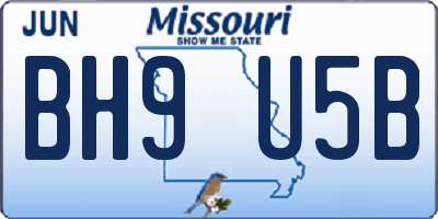 MO license plate BH9U5B