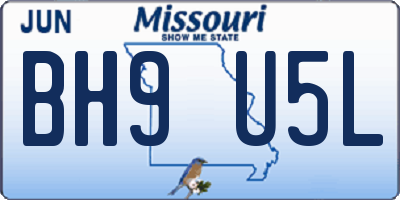 MO license plate BH9U5L