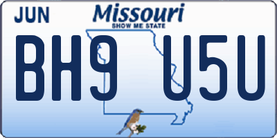 MO license plate BH9U5U
