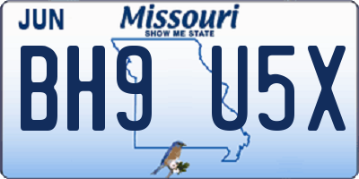 MO license plate BH9U5X
