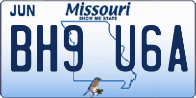 MO license plate BH9U6A