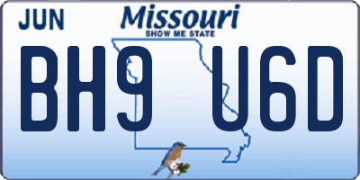 MO license plate BH9U6D