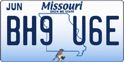 MO license plate BH9U6E