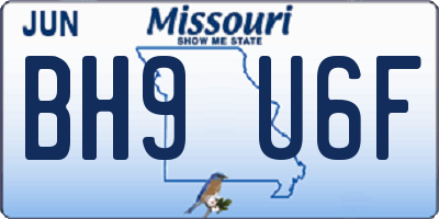MO license plate BH9U6F