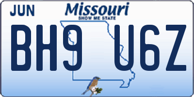 MO license plate BH9U6Z
