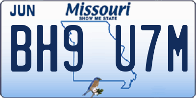 MO license plate BH9U7M