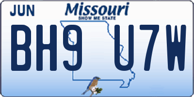 MO license plate BH9U7W