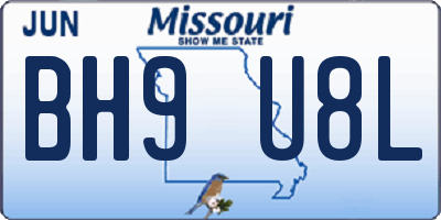 MO license plate BH9U8L