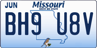 MO license plate BH9U8V