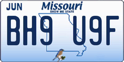 MO license plate BH9U9F