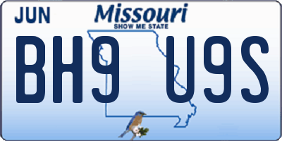 MO license plate BH9U9S