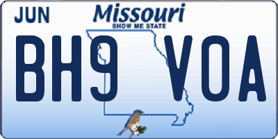 MO license plate BH9V0A