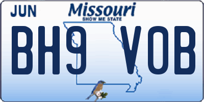 MO license plate BH9V0B