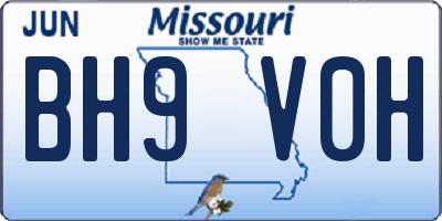MO license plate BH9V0H