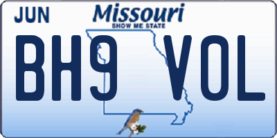 MO license plate BH9V0L