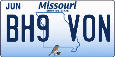 MO license plate BH9V0N