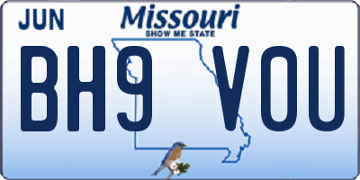 MO license plate BH9V0U