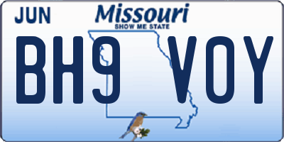 MO license plate BH9V0Y