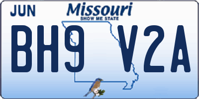 MO license plate BH9V2A