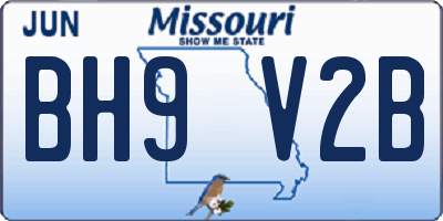 MO license plate BH9V2B