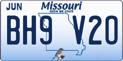 MO license plate BH9V2O