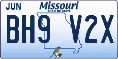 MO license plate BH9V2X