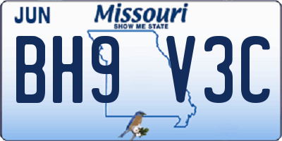 MO license plate BH9V3C