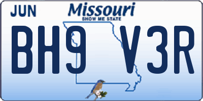 MO license plate BH9V3R
