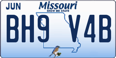 MO license plate BH9V4B